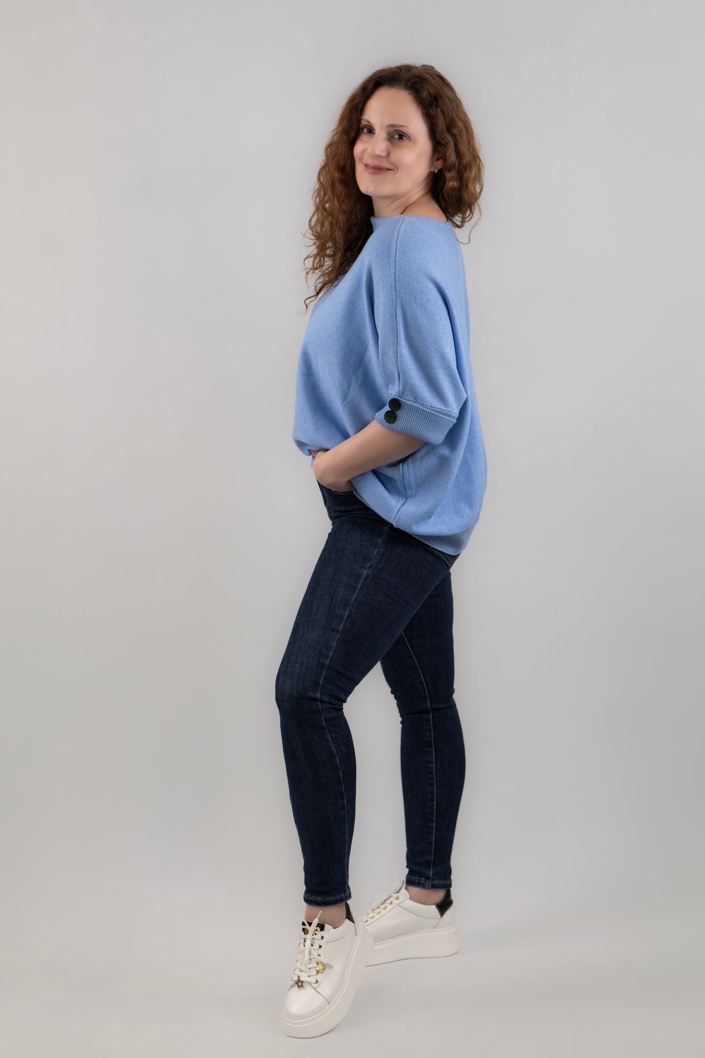 Kék rövid ujjú puóver