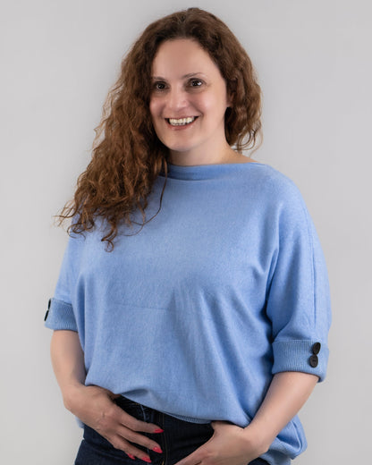 Kék rövid ujjú puóver