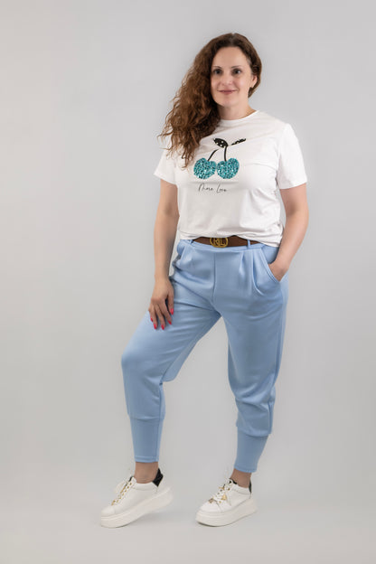 Világoskék pamut nadrág