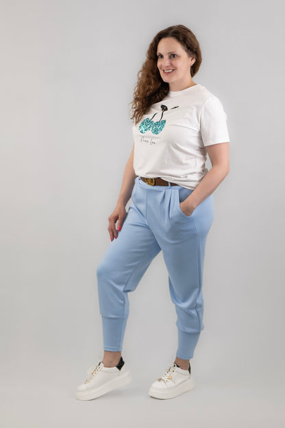 Világoskék pamut nadrág