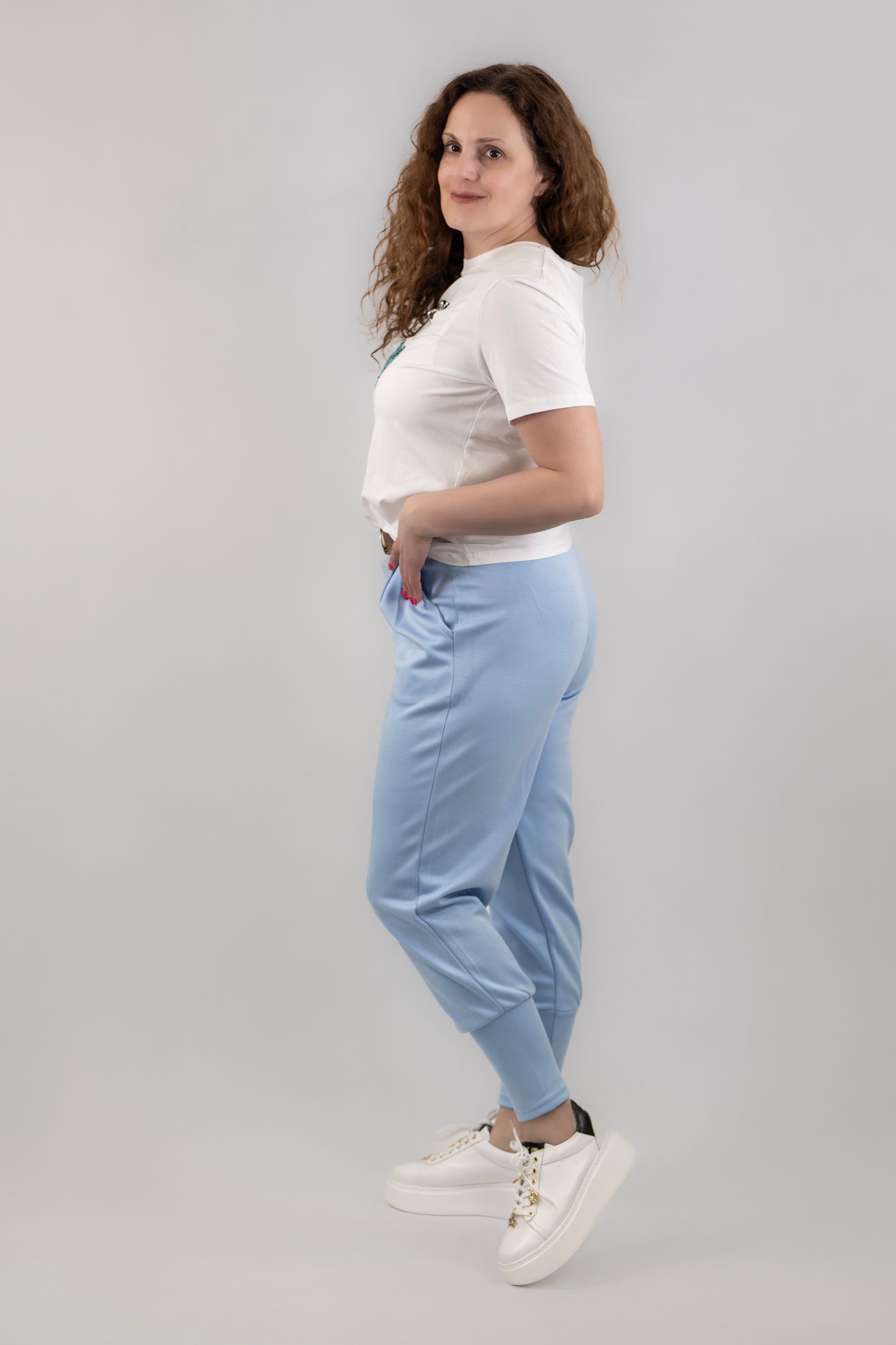 Világoskék pamut nadrág