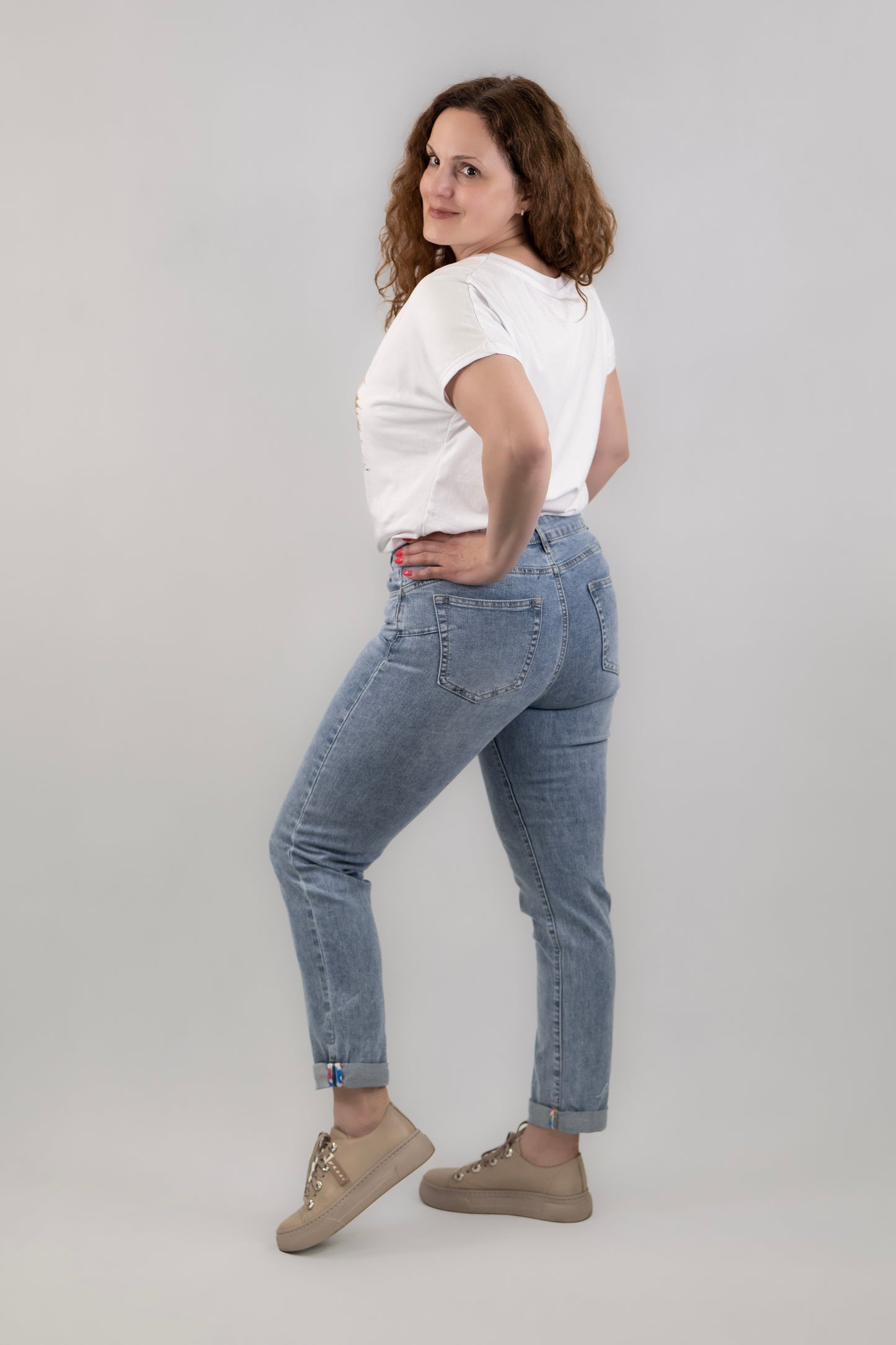 Színes gombos farmernadrág