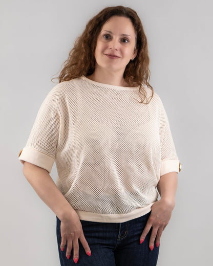 Bézs lyukacsos felső