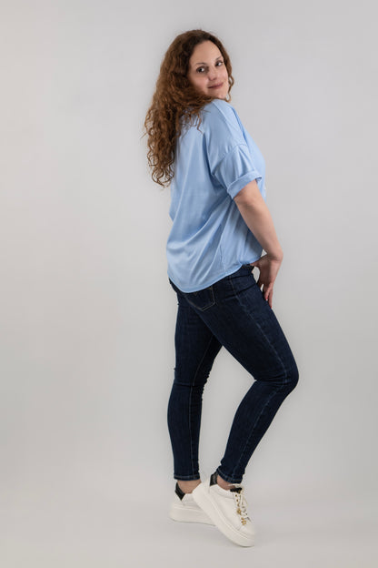 Világoskék flitteres felső