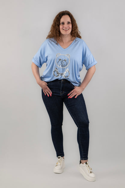 Világoskék flitteres felső